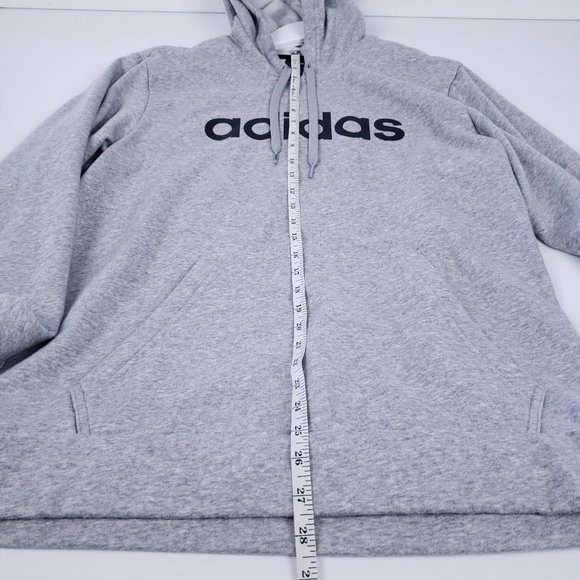 Adidas Sweatshirt Hoodie Size Large in Gray-Kangaroo Pocket-Fleece Lined - Picture 6 of 7